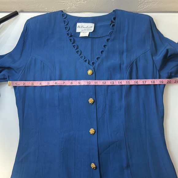 Ms. Conduct blue v-neck midi dress w gold button detail M - Picture 11 of 12